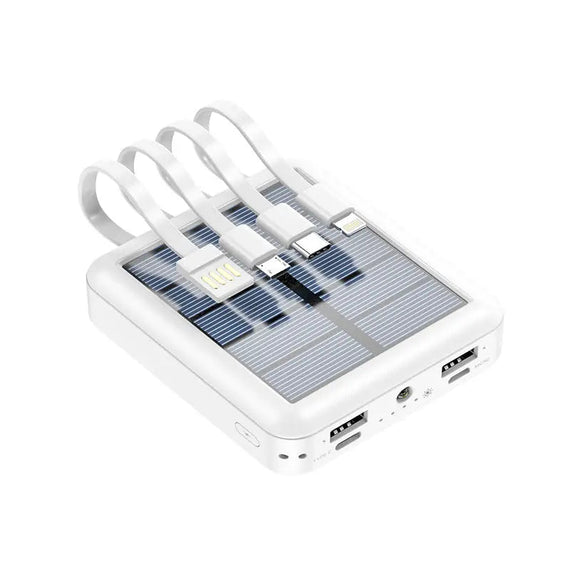 Large-capacity 20000 mAh outdoor mini mobile power bank with its own line solar power sharing four-wire power bank-0