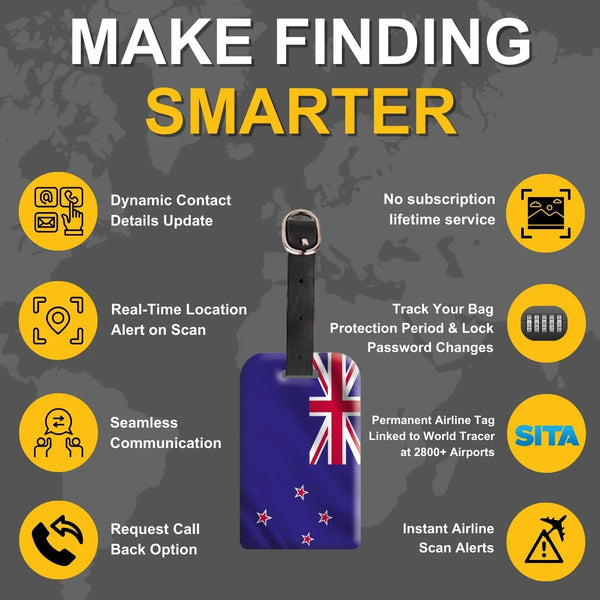 Smart Bag Security Tag -  New Zealand Flag [Pack 2]-3